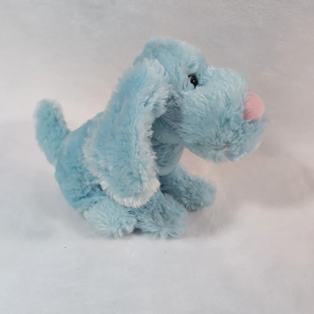 2 Dan Dee Collector's Choice Plush Puppy Dog White Blue Pink Nose Floppy Ears 14